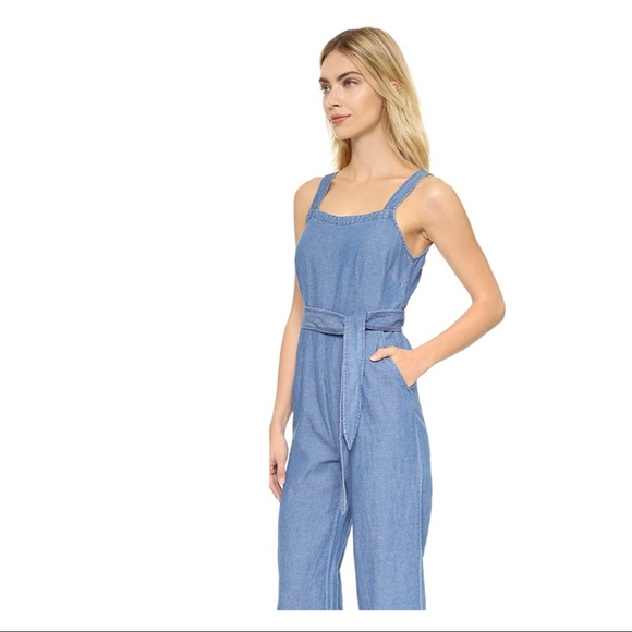 MADEWELL CROP CHAMBRAY DENIM JUMPSUIT - Picture 2 of 4